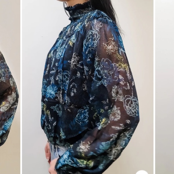 Bishop + Young smock neck blouse jasmine print size small - Picture 3 of 5